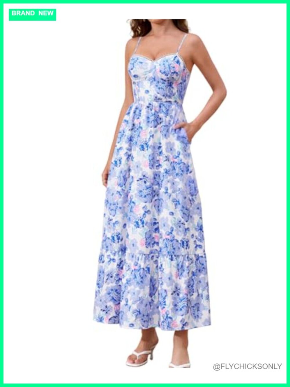 Flowy A Line Corset Maxi Dress Sweetheart Lace Smocked Summer